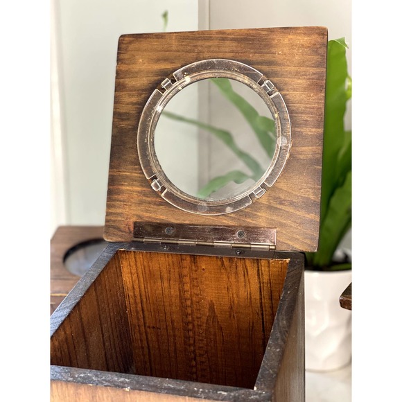 Rare One of a Kind Vintage Wooden Nesting Canisters with Acrylic Top - Set of 3 - Picture 9 of 13